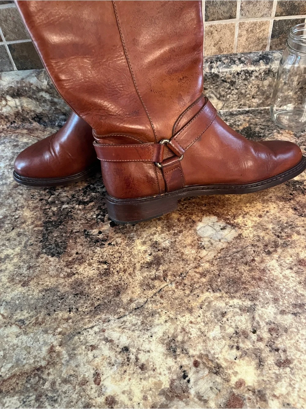 Cole Haan Women's  Leather  ridding Boots - Chestnut Brown